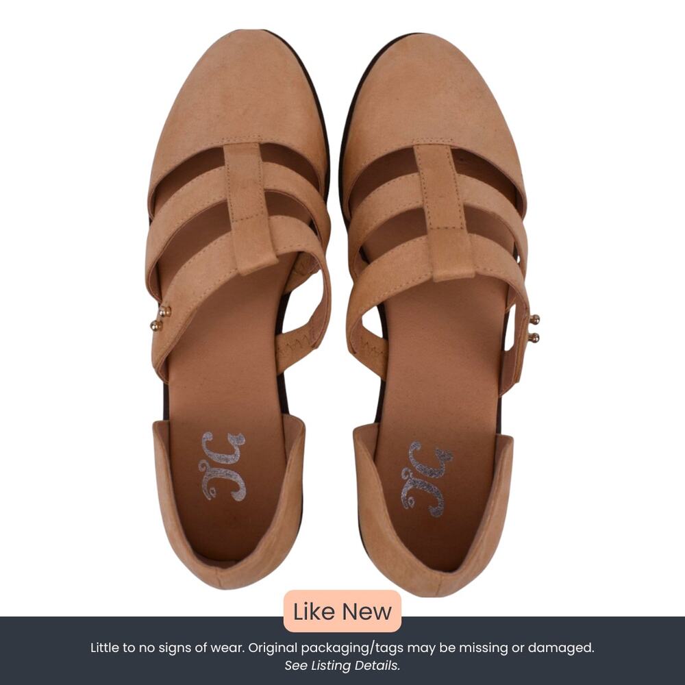 Journee Collection Tan Strappy Closed Toe Flats Size 7.5